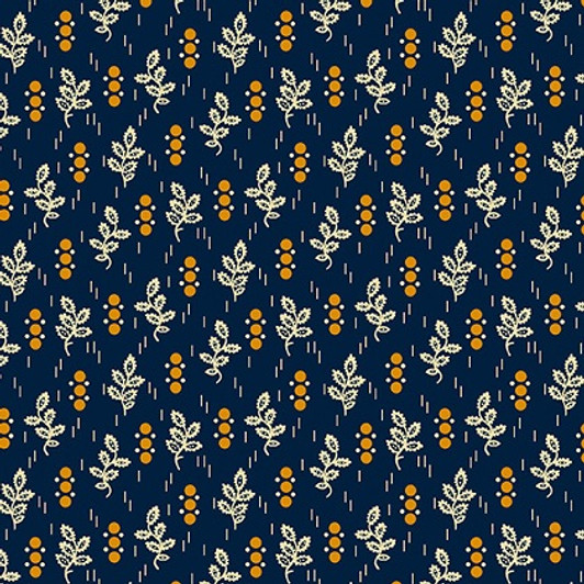 Andover - Indigo Cheddar - Lace Leaf, Indigo