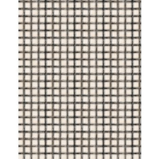 Wilmington Prints - Proud Rooster - Plaid, Ivory/Black