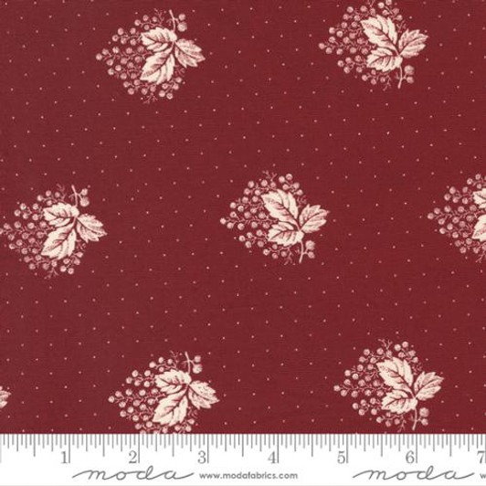 Moda - Red White Gatherings - Leaf Spray, Burgundy