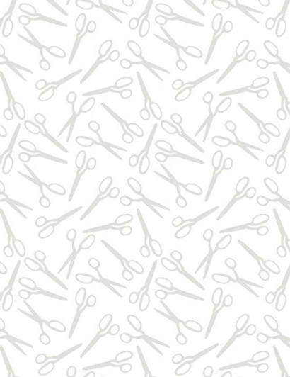 Wilmington Prints - Essentials Sew Happy - Scissor Toss, White on White