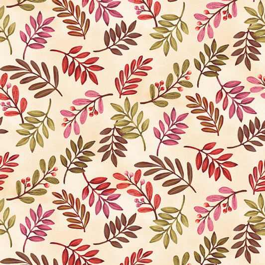 Studio E - Canyon Birds - Tossed Leaves, Cream