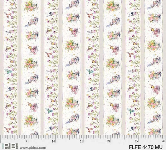 P & B Textiles - Flowers & Feathers - 10 1/2" Repeating Stripe, Multi