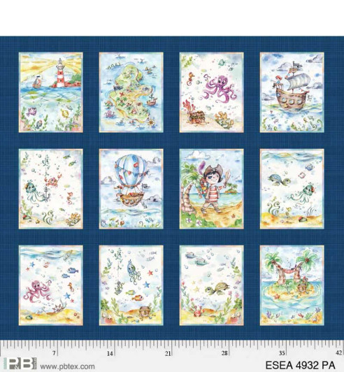 P & B Textiles - Enchanted Seas - 29" Block Panel, Multi