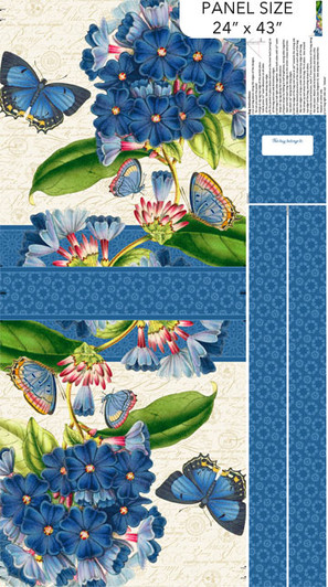 Northcott - Something Blue - 24" Bag Panel, Cream/Multi