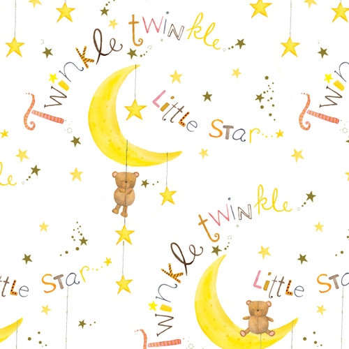 A.E.Nathan - Comfy Flannel Prints - Twinkle Little Star, Yellow/White