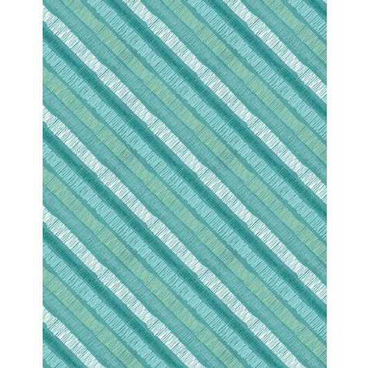 Wilmington Prints - Sunflower Sweets - Diagonal Stripe, Teal
