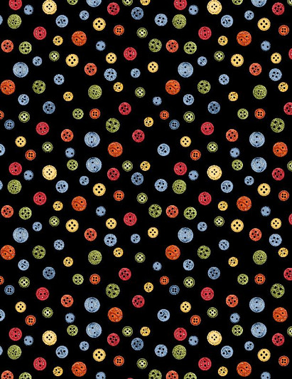 Wilmington Prints - Common Threads - Buttons, Black