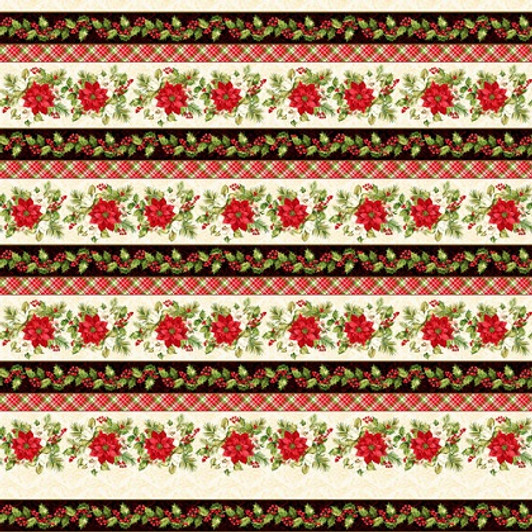 Studio E - Holly Berry Park - Border Stripe, Cream