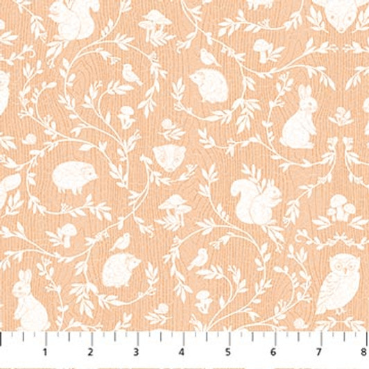 Northcott - Woodland Adventures - Animal Damask, Light Rust