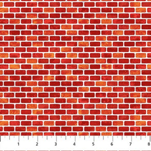 Northcott - Build Your Own World - Brick Wall, Red