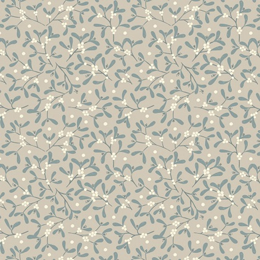 Lewis & Irene - Winter in Bluebell Wood Flannel - Mistletoe, Linen
