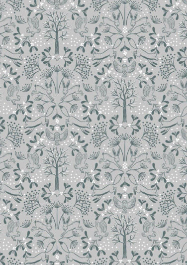 Lewis & Irene - Winter in Bluebell Wood Flannel - Forest Critters, Grey