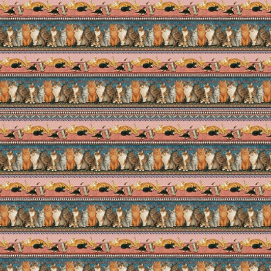Blank Quilting - Sophisti-cats - Cat Border Stripe, Pink