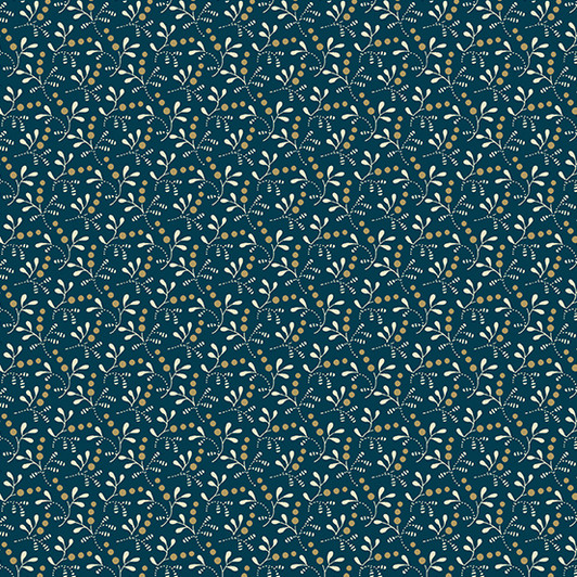 Andover - Cocoa Blue - Greenberries, Indigo