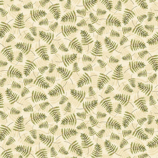 Timeless Treasures - Into The Woods - Outline Ferns Branches, Fern