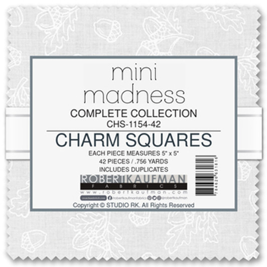 Robert Kaufman - 5" Charm Squares - Mini Madness, White on White