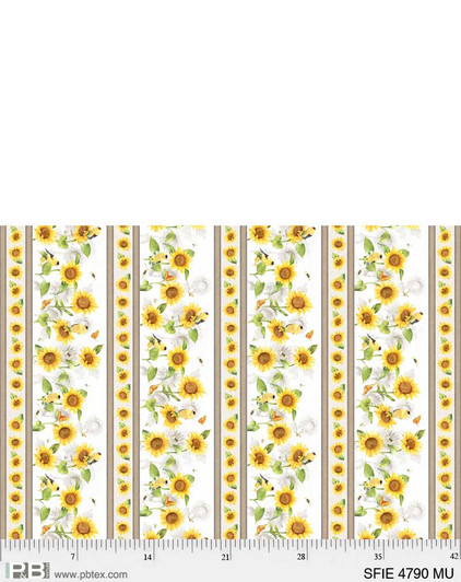 P & B Textiles - Sunflower Field - Sunflower Stripe, Multi
