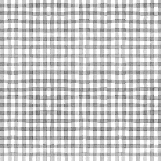 Clothworks - Sunflower Bouquets - Gingham, Gray