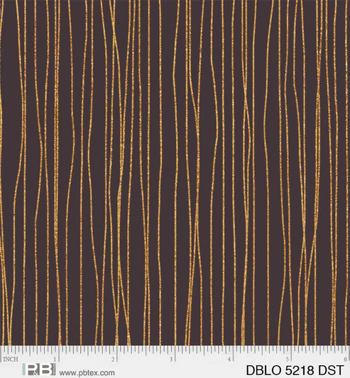 P & B Textiles - Desert Blooms - Gold Lines, Black