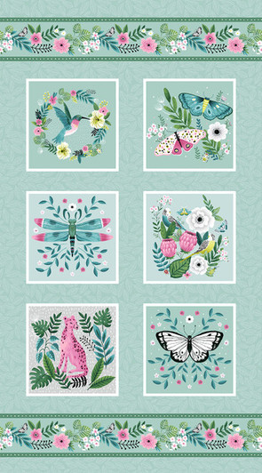 Studio E - Tropical Menagerie - 24" Panel, Aqua