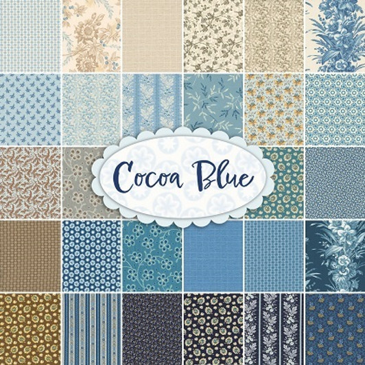 Andover Fabrics - 10" X 10" Squares - Cocoa Blue