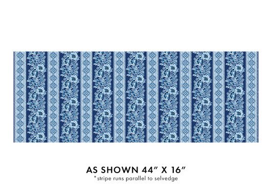 Benartex Traditions - Bluesette - Floral Stripe, Dark Blue