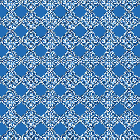 Benartex Traditions - Bluesette - Diamond Medallion, Ocean Blue