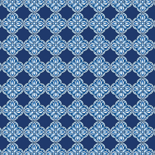 Benartex Traditions - Bluesette - Diamond Medallion, Dark Blue