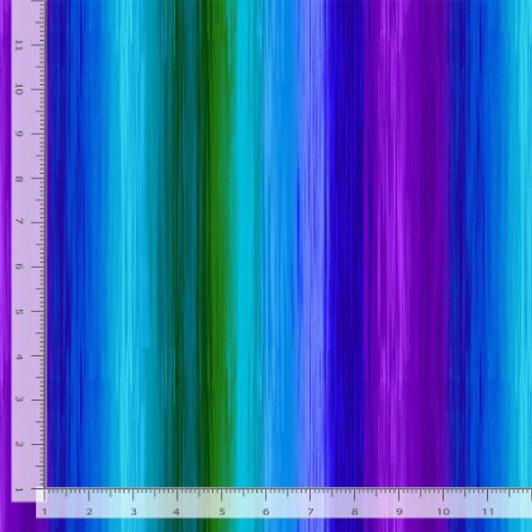 Timeless Treasures - Flourish - Ombre Stripes, Peacock