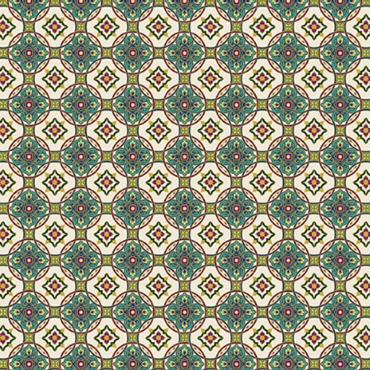 Benartex Traditions - Shangri-La - Tile Medallion, Cream