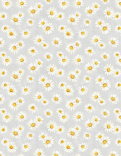 Wilmington Prints - Zest For Life - Daisy Toss, Gray