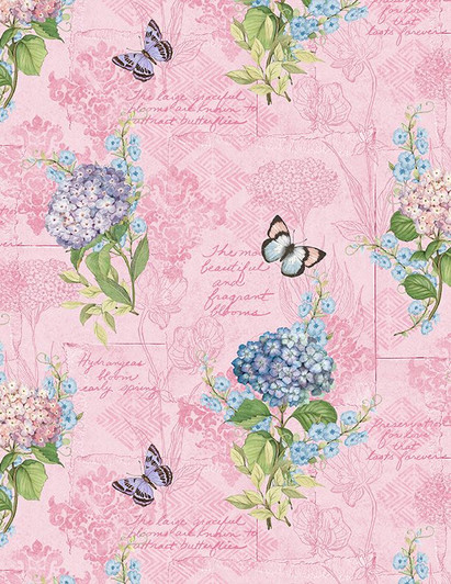 Wilmington Prints - Hydrangea Mist - Monograph, Pink