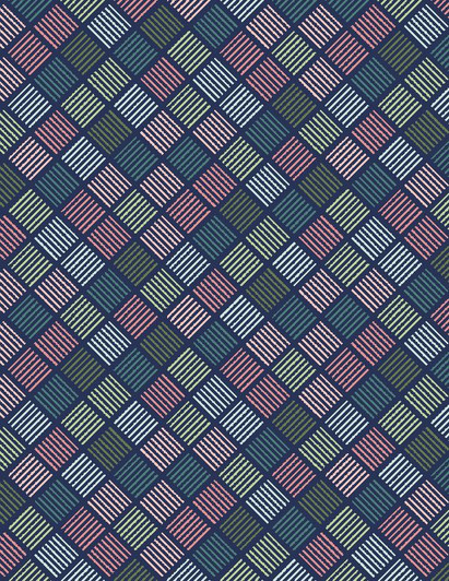 Wilmington Prints - Juliette - Diagonal Stripes, Navy/Multi