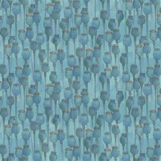 Clothworks - Poppy Dreams - Poppy Buds, Light Teal