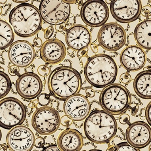 Blank Quilting - On The Right Track - Watches, Cream