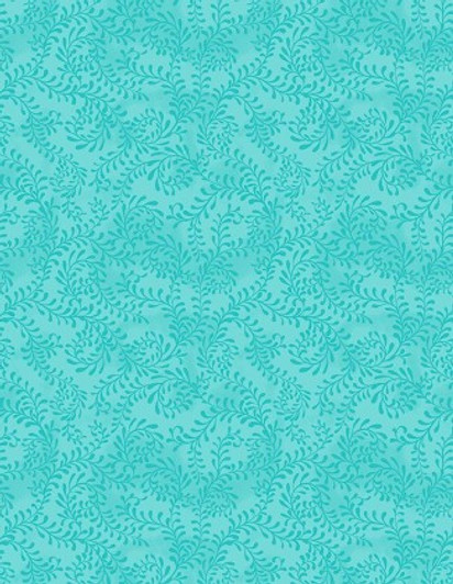 Wilmington Prints - 108" Essentials Swirling Leaves, Turquoise