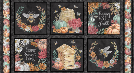 Blank Quilting - Late Summer Harvest - 24" Block Panel, Charcoal