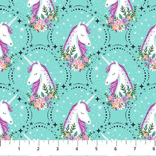 Northcott - Unicorn Dreams - Pretty Unicorns, Turquoise