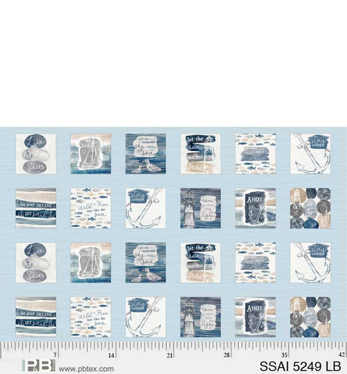 P & B Textiles - Set Sail - 5" Blocks, Light Blue