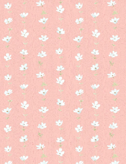 Wilmington Prints - Daisy Days - Floral Stripe, Pink/Cream