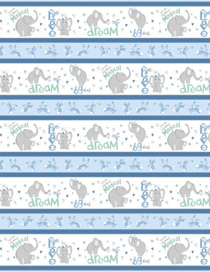 Wilmington Prints - Safari Lullaby - Repeating Stripe, Blue