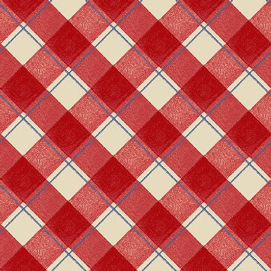 Studio E - The Chicken Club - Diagonal Plaid, Red/Cream