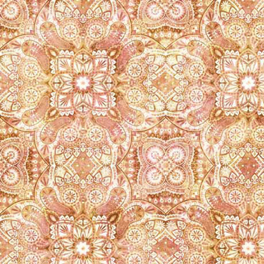 Quilting Treasures - Cotton Tails - Geo Medallion, Peach