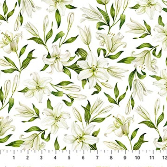 Northcott - Spring Awakening - Lilies, White