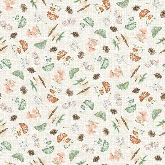 Blank Quilting - Jaded Forest - Tossed Mushrooms, Ivory