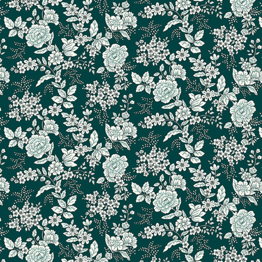 Henry Glass - Tranquility - Floral Design, Teal