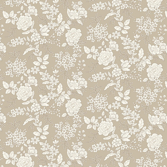 Henry Glass - Tranquility - Floral Design, Taupe/Gray
