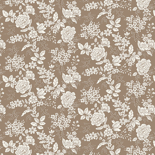 Henry Glass - Tranquility - Floral Design, Dark Taupe