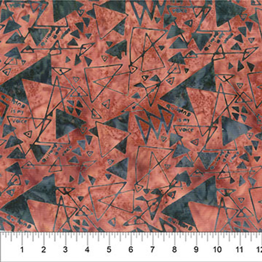 Northcott - Banyan Batiks Quilting is My Voice - Triangles, Burnt Russet