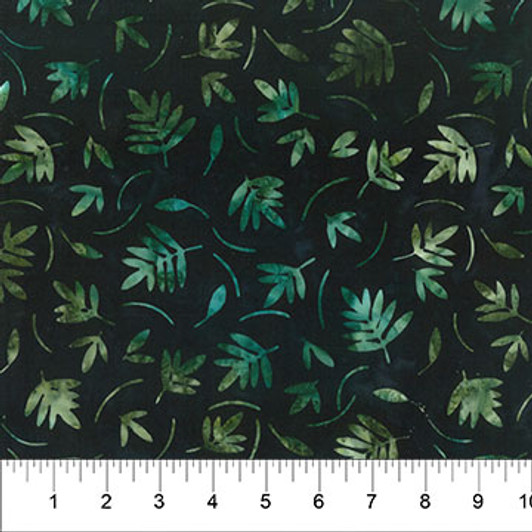 Northcott - Banyan Batiks Fragrant - Leaves, Black